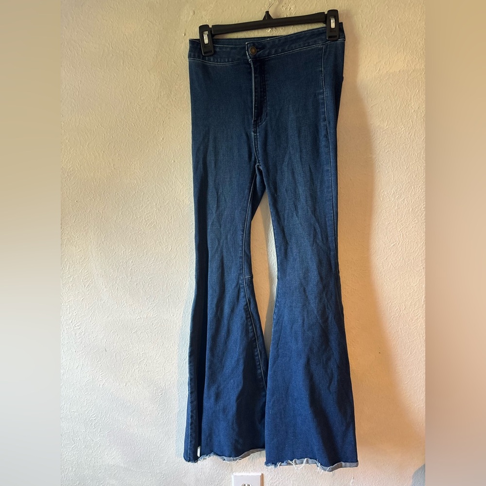 Free People Ultra Flared Blue Denim Jeans size 25